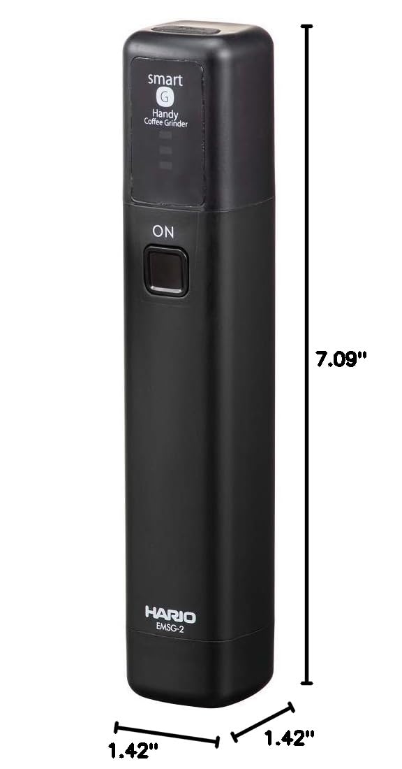 HARIO EMS-1B Electric Coffee Grinder - Portable Handheld Mill for Fresh Ground Coffee Beans - Perfect for Travel, Camping & Home Use - Ideal Gift for Coffee Lovers (Black)