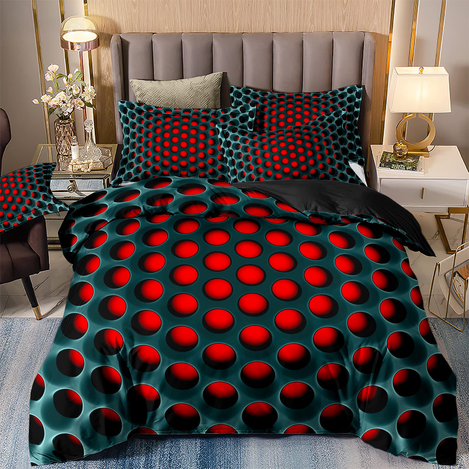 HAVOP 3D Duvet Cover Set for Boys - Queen Size Bedding with Dense Hole Print | All-Season Soft Microfiber Duvet Cover & Pillowcases (3-Piece Set) | Perfect for Kids' Rooms, Teen Bedrooms & Dorm Decor