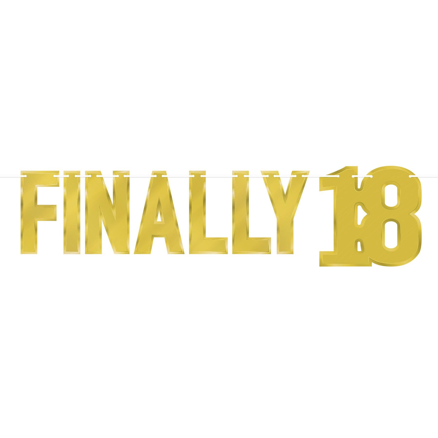 12 Pack Beistle Gold Foil Finally 18 Streamers - Perfect for Birthday Parties, Graduations & Celebrations