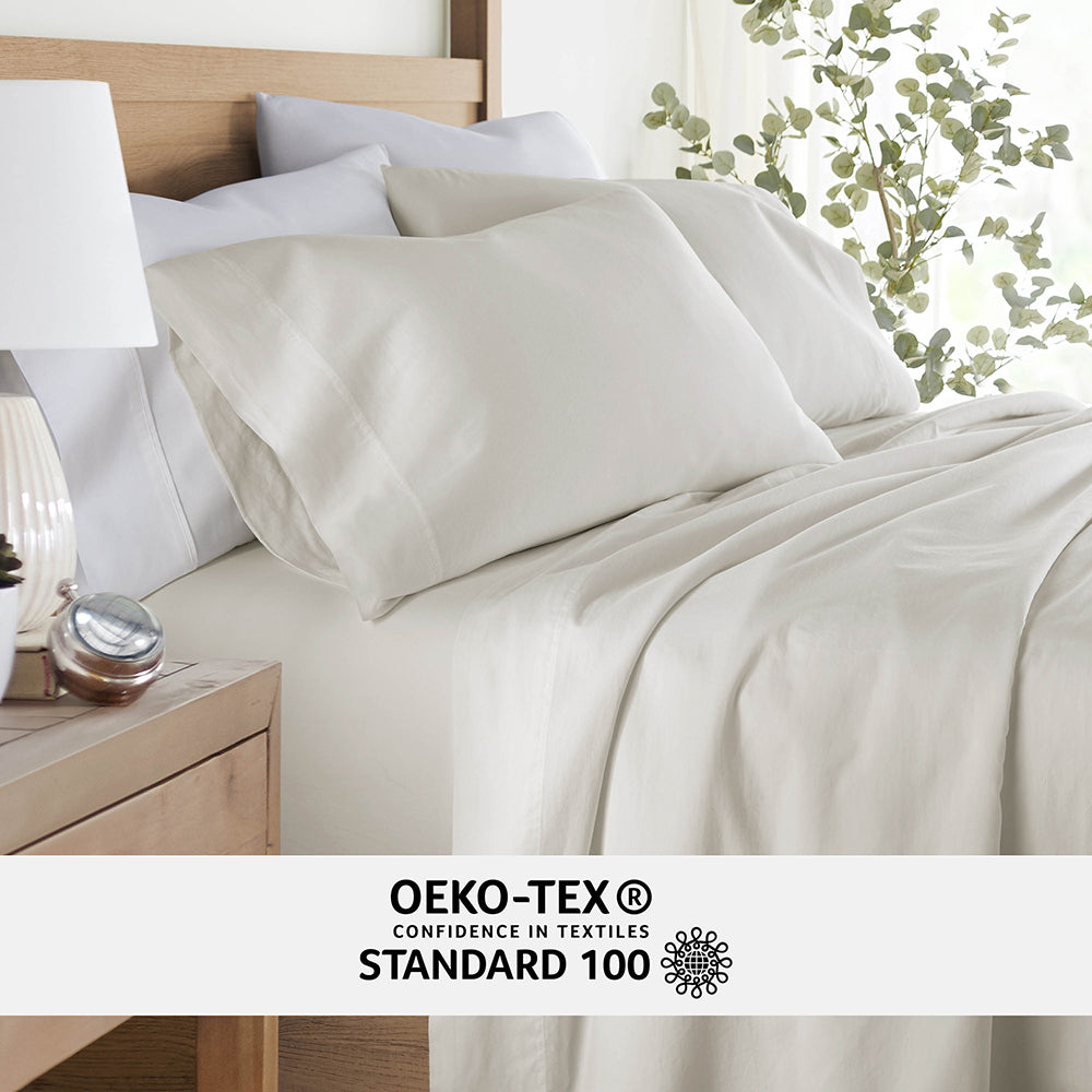 Premium 100% Long Staple Cotton Sheet Set - Soft Breathable Bed Sheets for All Seasons - Perfect for Master Bedroom, Guest Room & Dorm