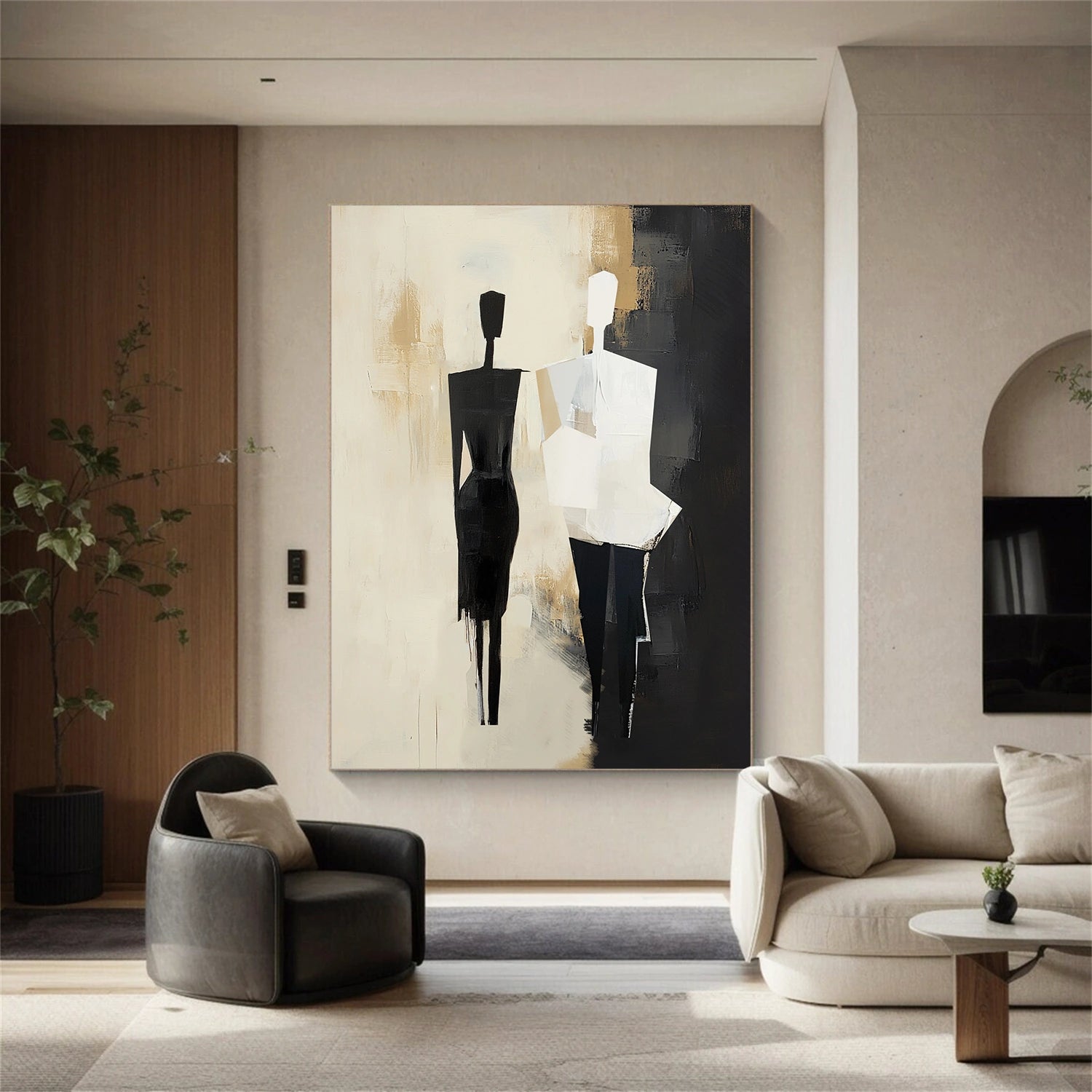Contemporary Abstract Minimalist Wall Art Painting - Modern Home Decor for Living Room, Bedroom & Office | #CW002