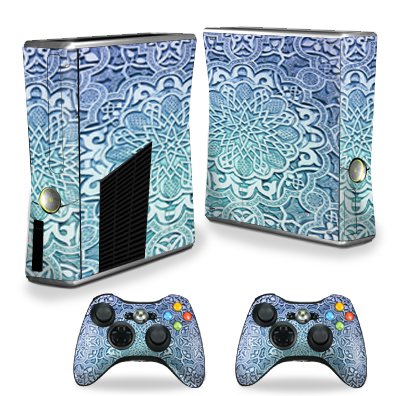 MightySkins Custom Vinyl Skin Decal for Xbox 360 & Xbox 360 S Console - Carved Blue Design | Protective Durable Cover | Easy to Apply & Remove | Made in USA | Perfect for Gaming Setups & Personalization
