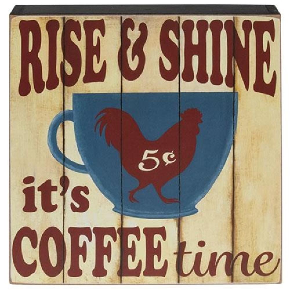 Rooster Coffee Cup Box Sign - Vintage Farmhouse Decor for Kitchen, Dining Room & Coffee Bar - Perfect for Coffee Lovers & Home Décor