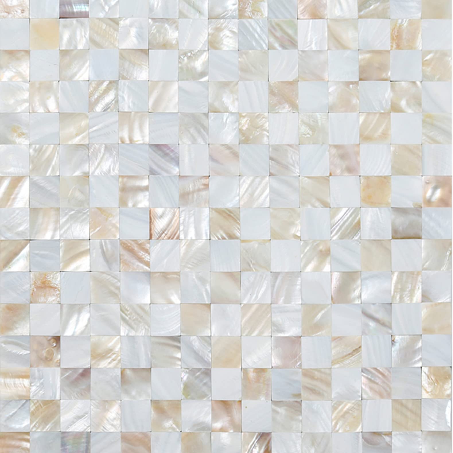 KASARO Peel and Stick Backsplash Tiles - Mother of Pearl Mosaic Self-Adhesive Wall Tiles for Kitchen, Bathroom & Bedroom Decor (White & Natural, 10 Sheets) - Easy DIY Home Renovation & Waterproof Wall Covering