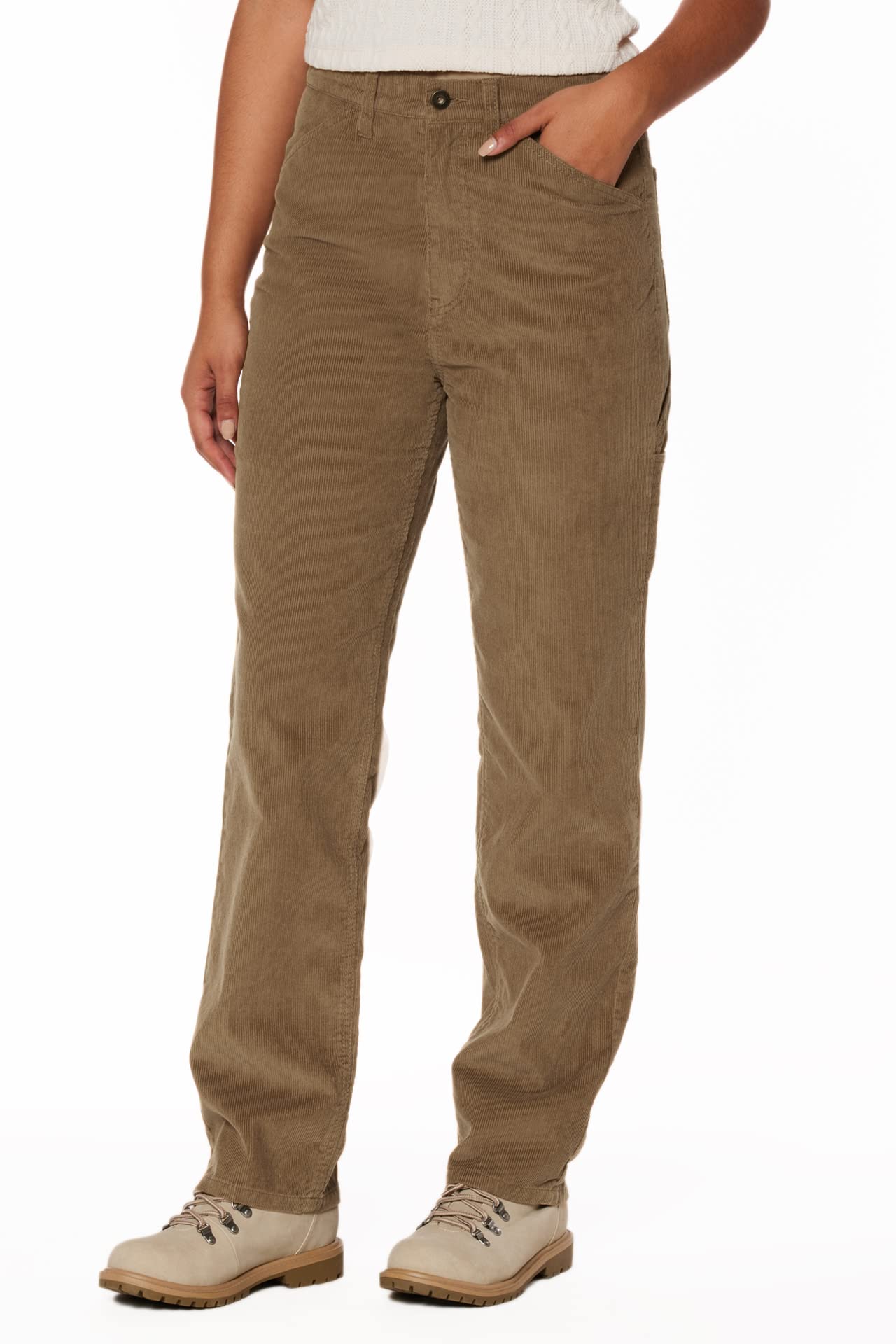 UNIONBAY Women's Corduroy Straight Leg Carpenter Jeans - Comfortable Work Pants for Construction, Gardening & Outdoor Activities