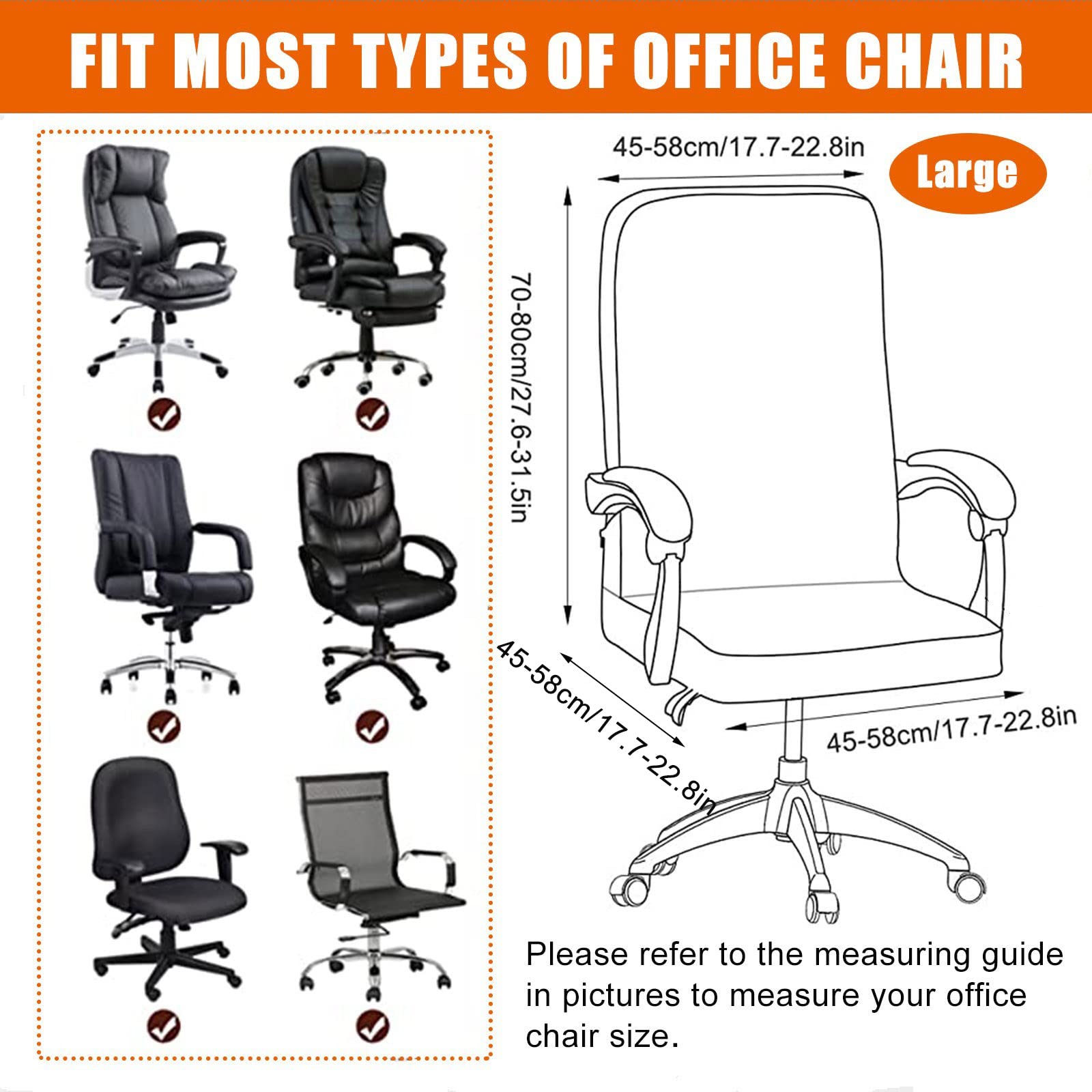 CRFATOP Universal Stretch Office Chair Cover with Durable Zipper - Breathable Mesh Computer Chair Slipcover for High Back Swivel Desk Chairs (Size L, Model A06) - Perfect for Home Office, Gaming & Workspace Decor