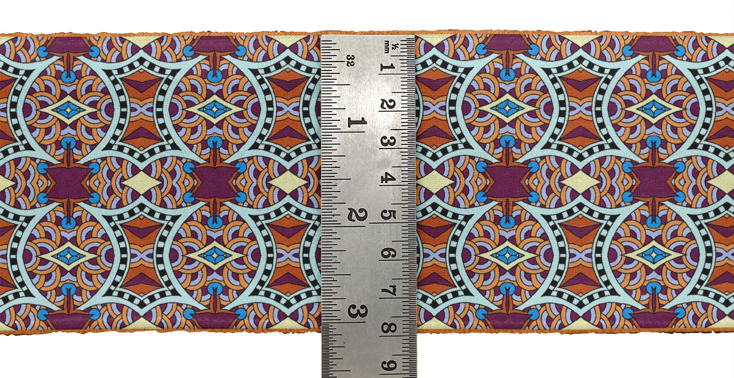 Pink Geometric Scale Decorative Ribbon Trim Tape - 2 Inch Wide Printed Velvet Fabric Lace for Sewing & Crafts (9 Yards) - Perfect for DIY Projects, Scrapbooking & Home Decor Accessories
