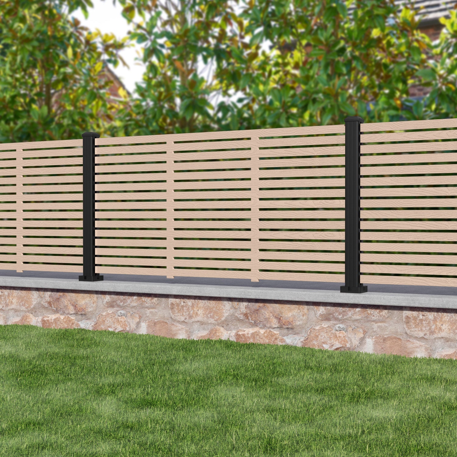 Durable Aspen Composite Fence Panel with Aluminum Posts - Weather-Resistant Privacy Fencing for Backyard, Garden, and Pool Areas