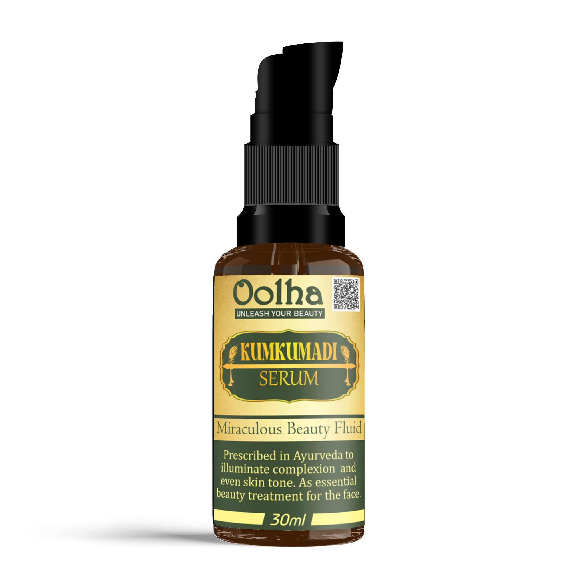 OOLHA Kumkumadi Face Serum for Glowing & Brightening Skin | Hydrating Facial Serum for Dry & Normal Skin Types | Paraben & Sulfate Free | 30ml | Perfect for Nighttime Skincare & Anti-Aging Routine