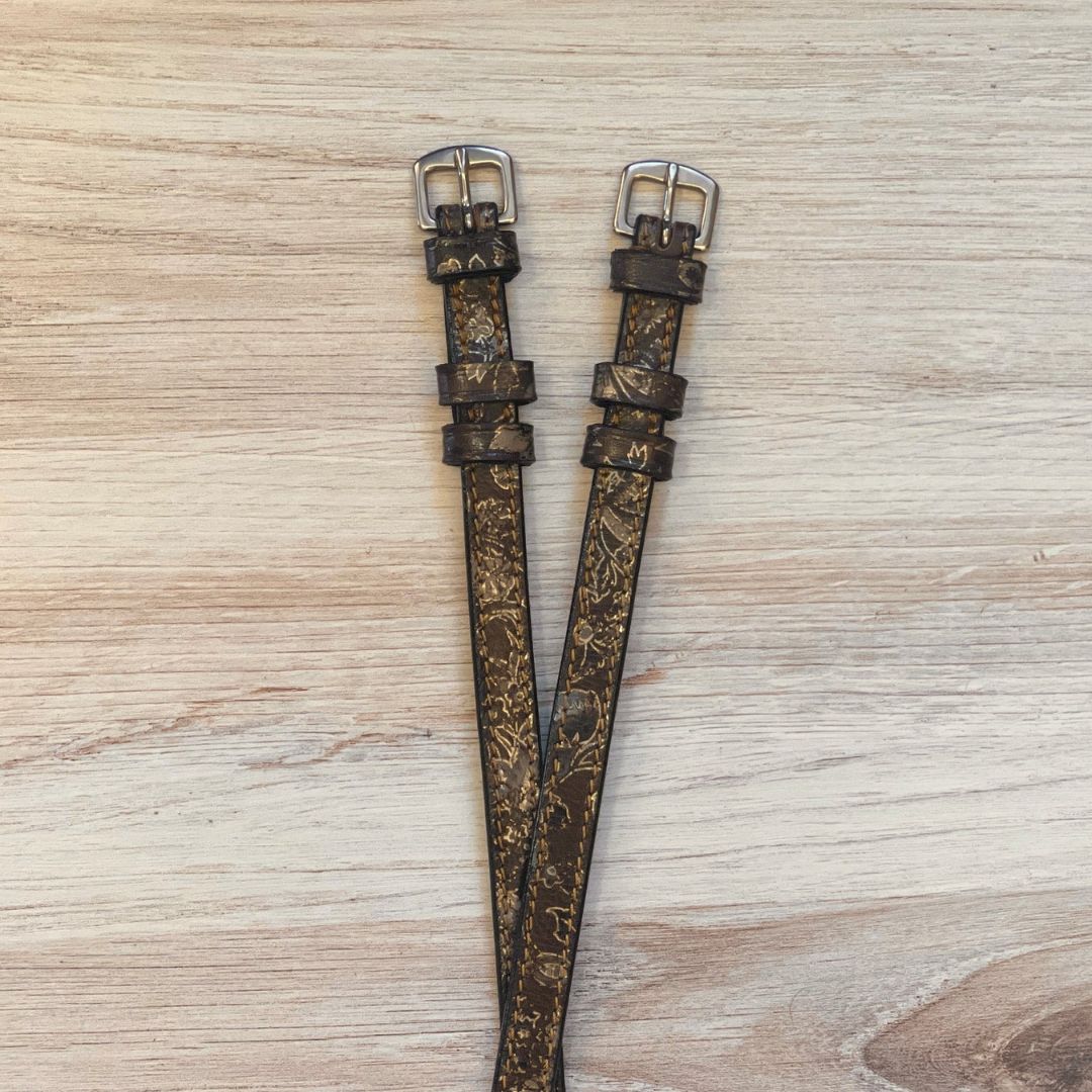 Halter Ego Baroque Spur Straps for Equestrian Riding - Western Horse Riding Accessories for Show & Competition - Premium Leather Spurs Straps for Cowboy Boots