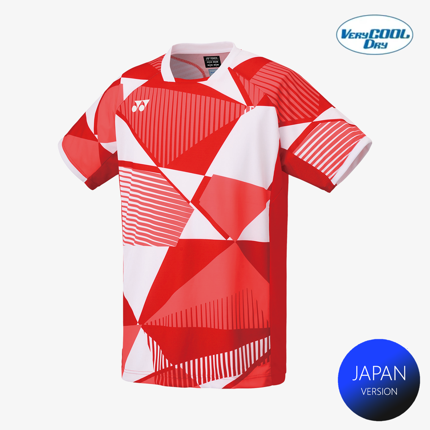 Yonex Men's Crew Neck Performance Tennis Shirt 10635 - Moisture Wicking, Breathable Fabric (Tango Red) - Perfect for Tennis, Badminton & Casual Wear