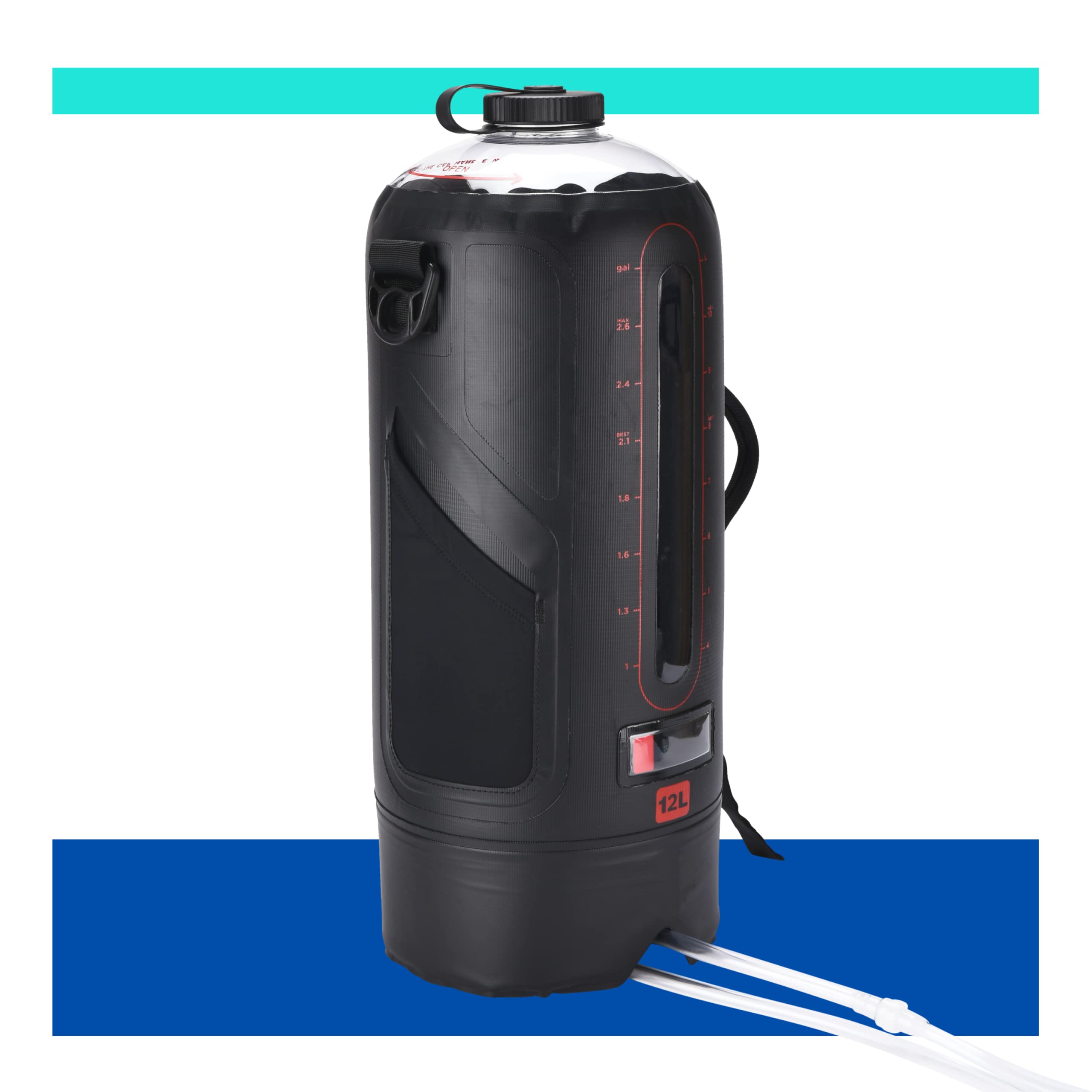 HappyPo Portable Solar Shower Pump for Camping, Hiking, RV & Outdoor Adventures - Lightweight & Rechargeable Water Pump for Off-Grid Showers