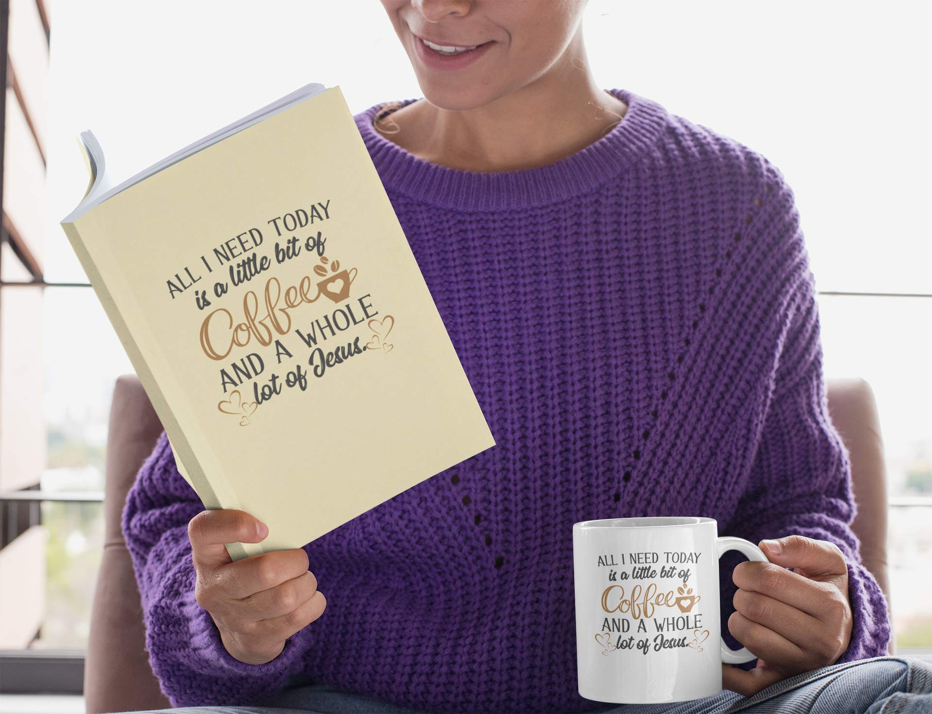 Christian Coffee & Tea Mug Cup (11oz) - Inspirational 'All I Need Today Is Coffee and Jesus' Design - Perfect for Church, Bible Study, Prayer Time & Christian Gifts