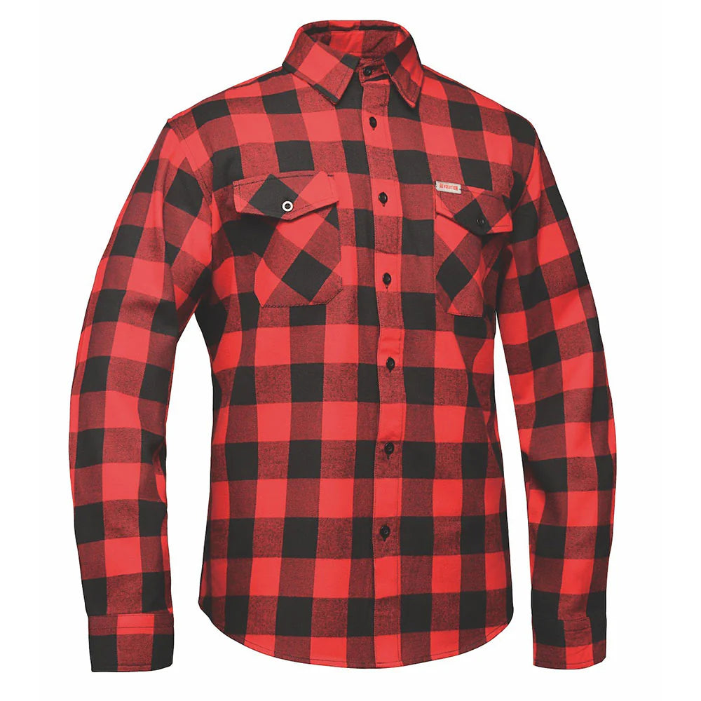 DERRINGER Men's Red & Black Plaid Flannel Shirt - Soft Cotton Button Down Shirt for Casual Wear, Outdoor Activities & Fall Fashion