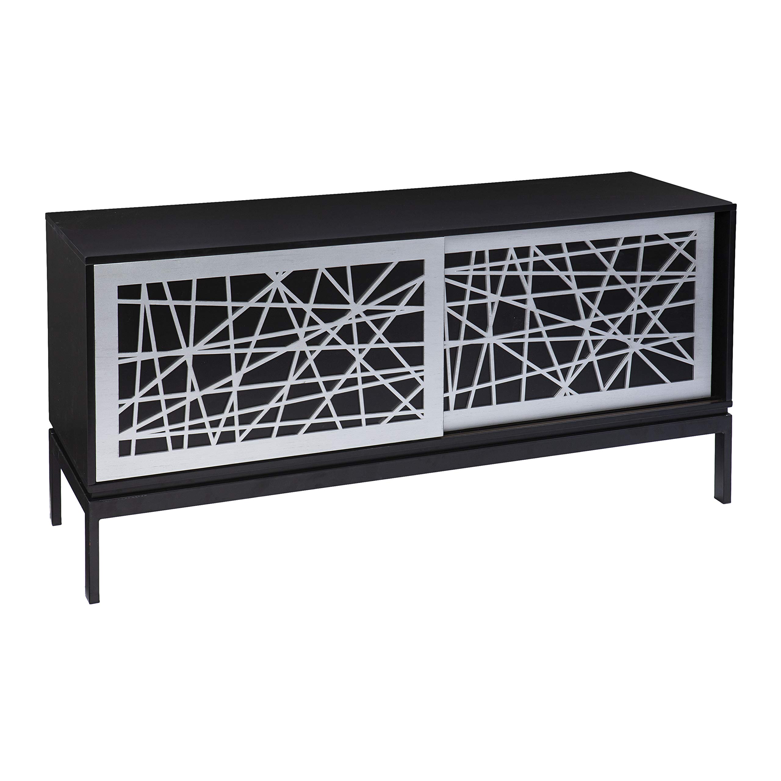 SEI Furniture Arminta Modern Media Cabinet - Black & Silver Finish for Living Room, Bedroom & Home Theater Storage