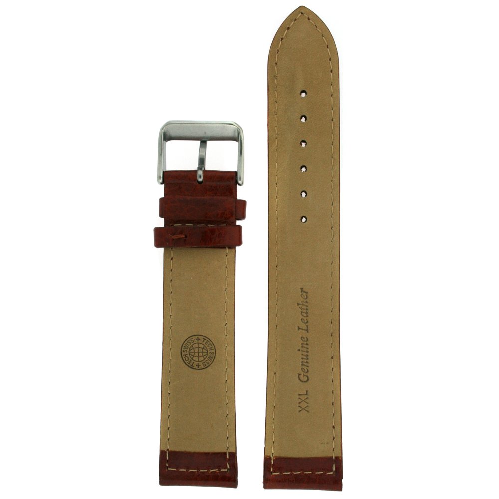 Extra Long Genuine Leather Watch Band - Light Brown Padded Strap (22mm) for Men & Women | Perfect for Large Wrists, Dress Watches & Formal Occasions