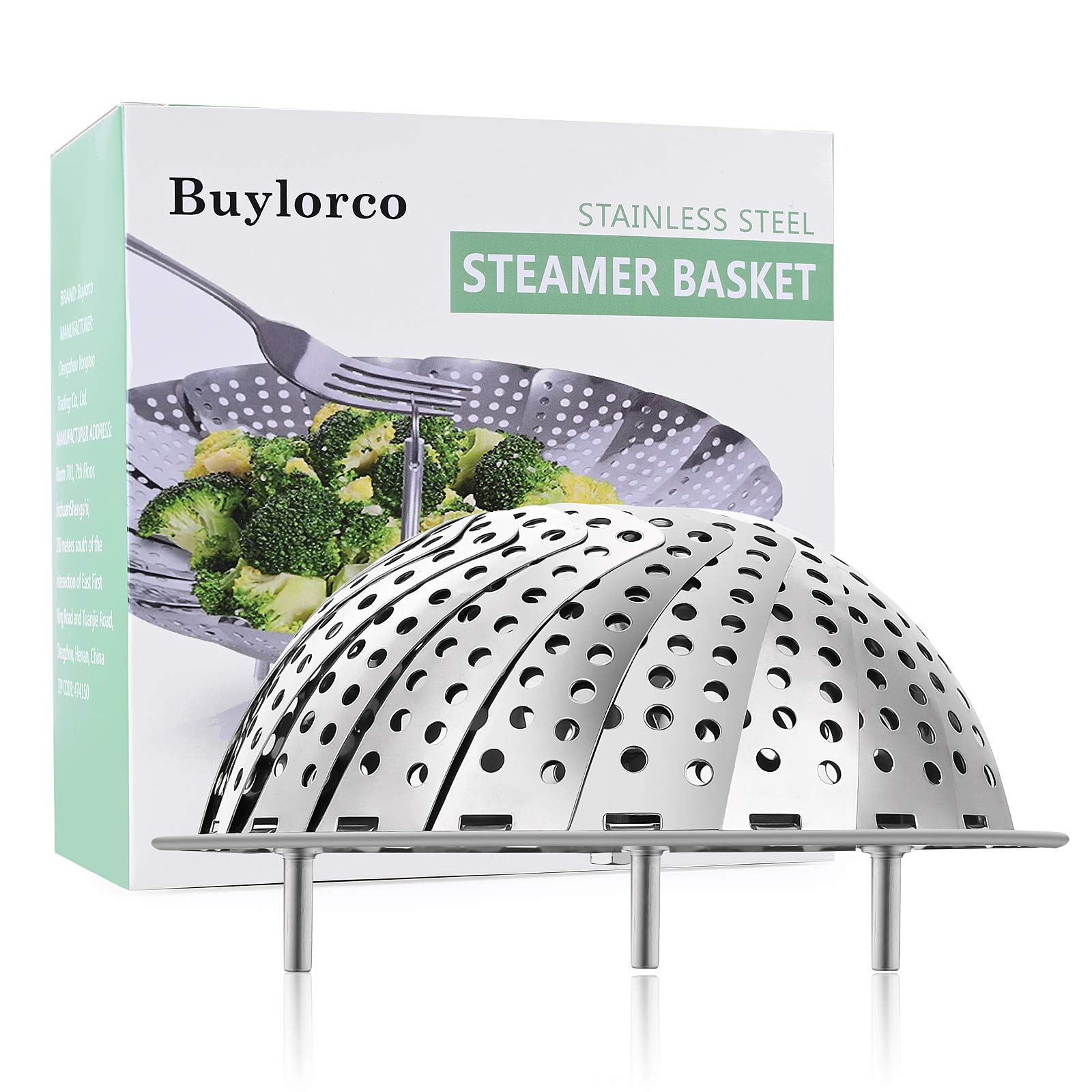 Stainless Steel Steamer Basket - Foldable Vegetable & Seafood Steamer Insert for 7