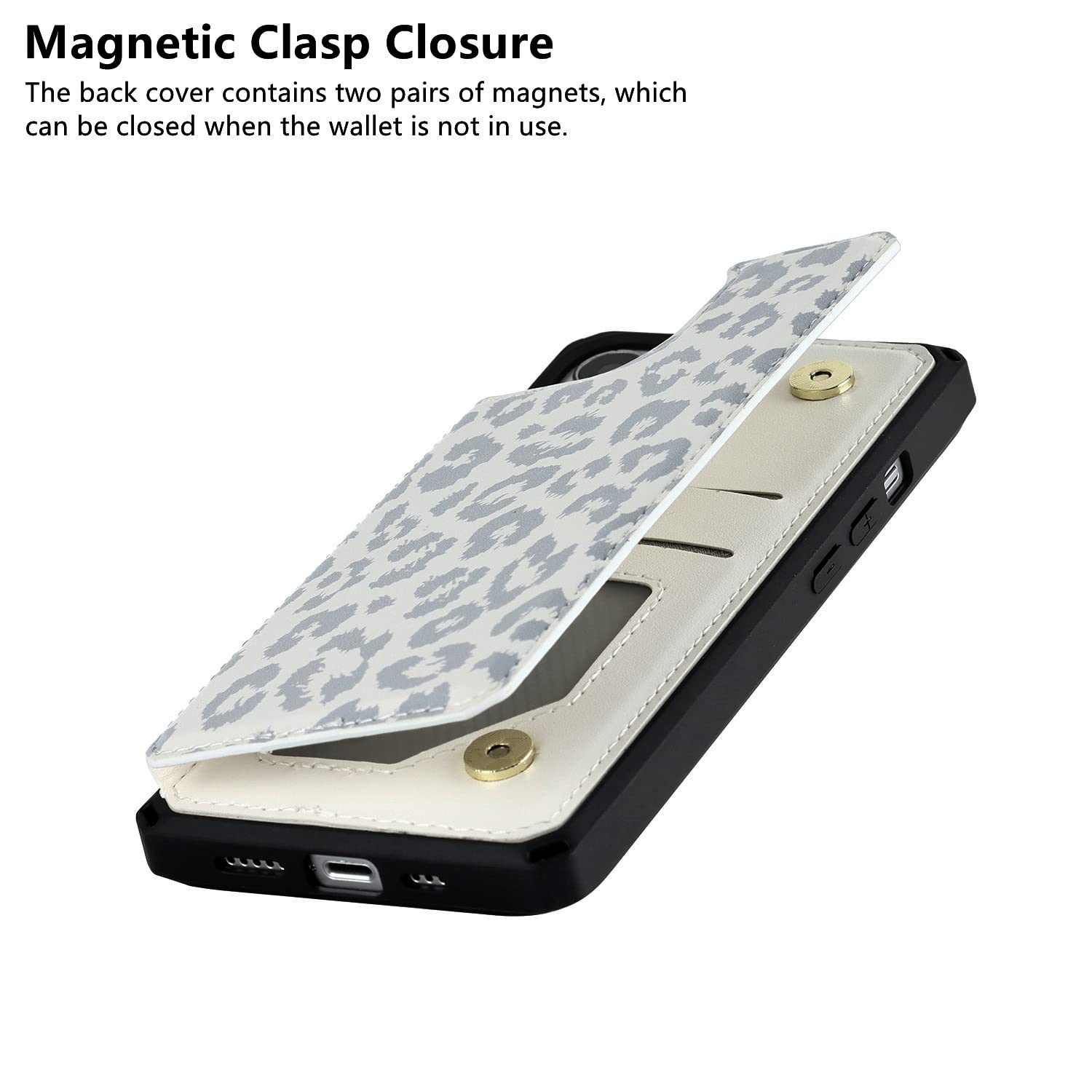 Premium PU Leather iPhone 11 Wallet Case with RFID Blocking Card Slots, Kickstand & Wrist Strap | Slim Protective Cover with Card Holder for iPhone 11 6.1 Inch (Gray Leopard) - Perfect for Travel, Shopping & Everyday Convenience