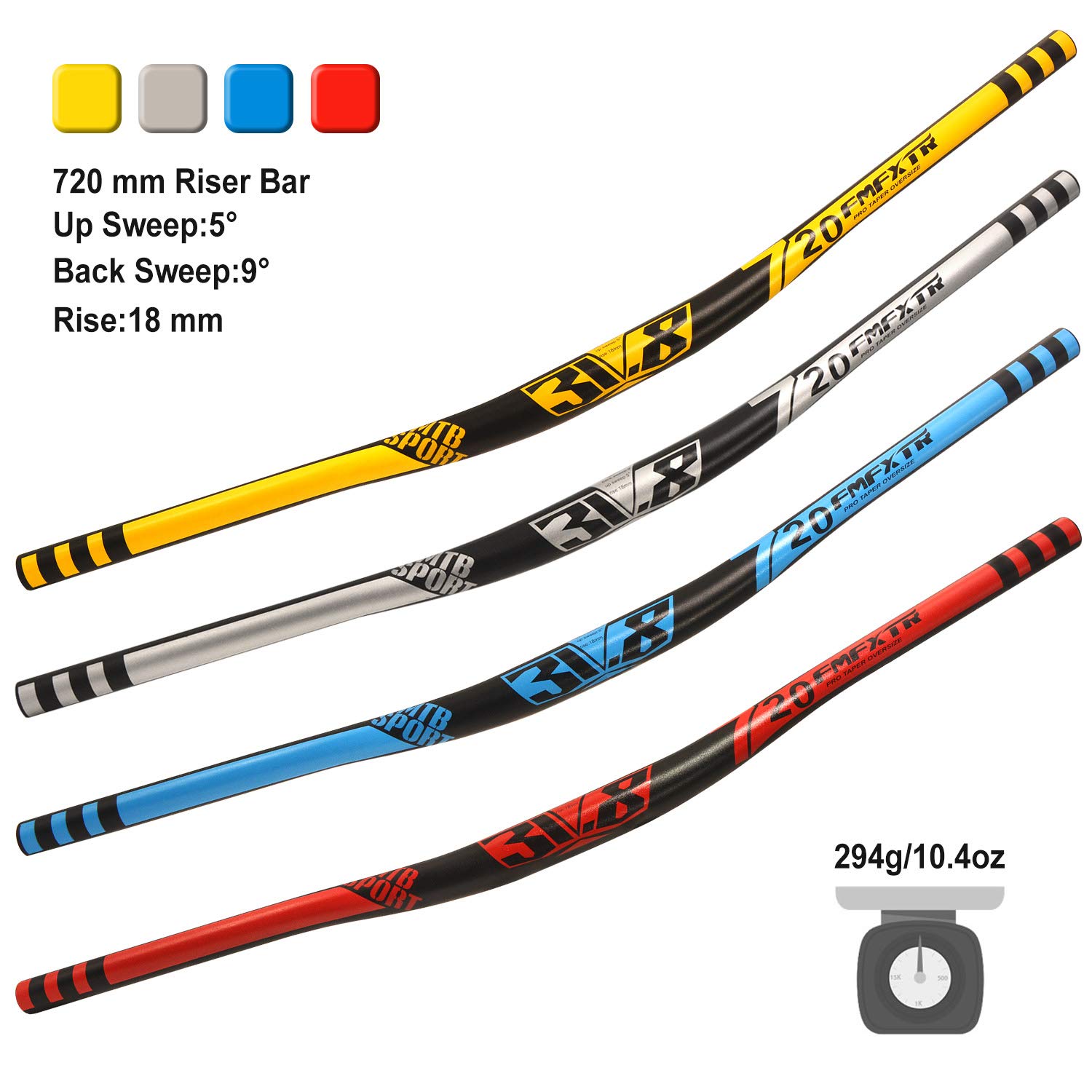 Lightweight 720mm 31.8mm Aluminum Alloy Riser Handlebar for Mountain Bike & BMX - Durable MTB Handlebar for Off-Road Cycling & Urban Commuting