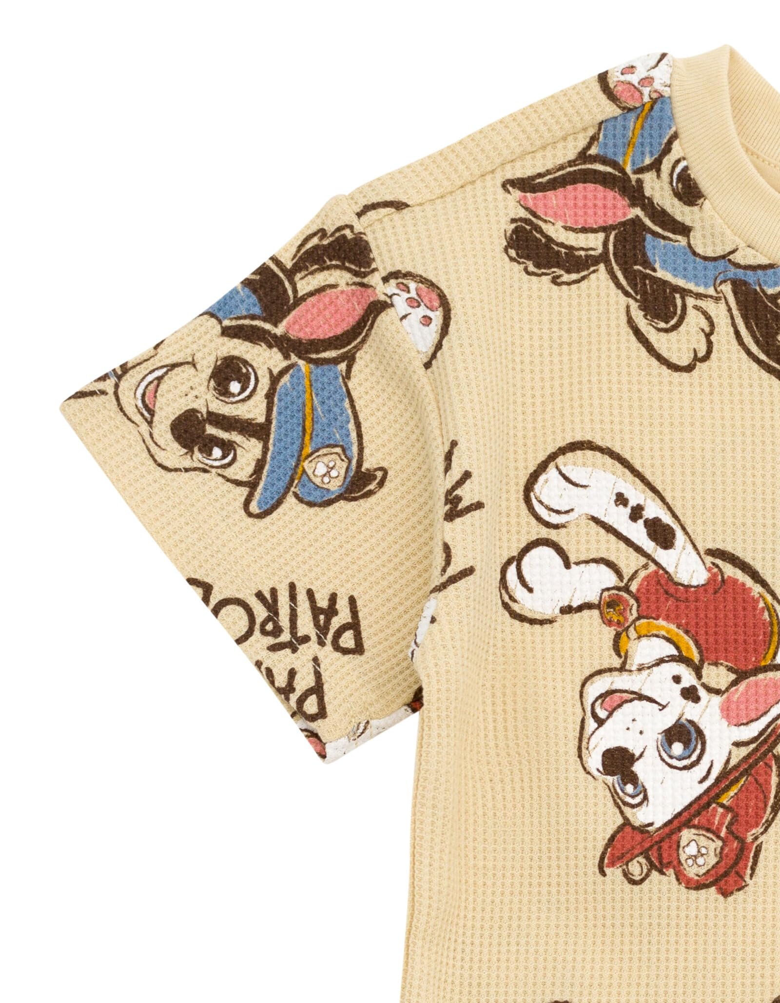 Paw Patrol Waffle Knit T-Shirt and Shorts Outfit Set for Babies & Kids (0-3 Months to 5 Years) - Soft Cotton Playwear for Daycare, Birthday Parties & Family Outings