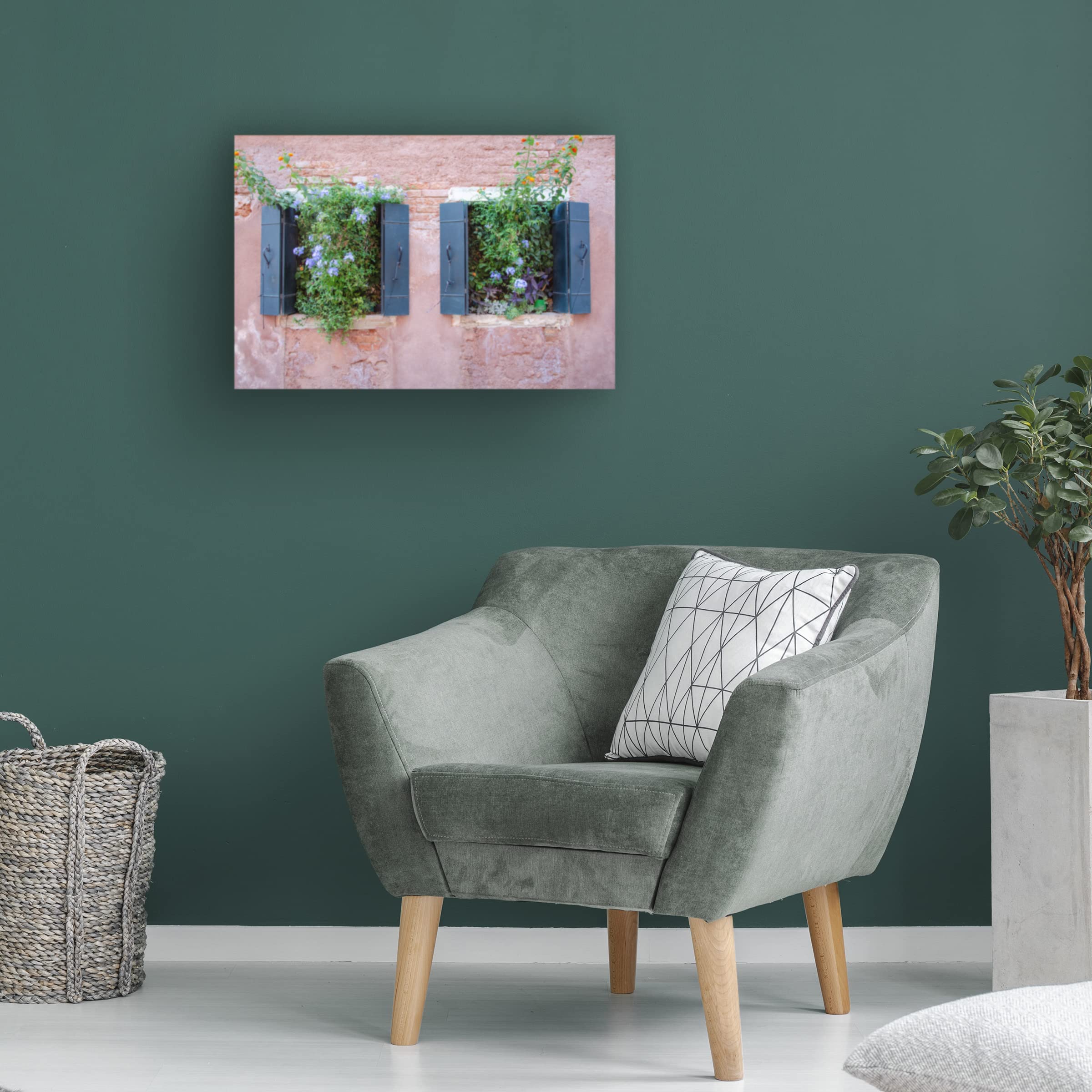 Laura DeNardo Italian Window Flowers II Canvas Art Print - Handmade Floral Wall Decor for Living Room, Bedroom & Office - Perfect Gift for Home & Wedding Decor