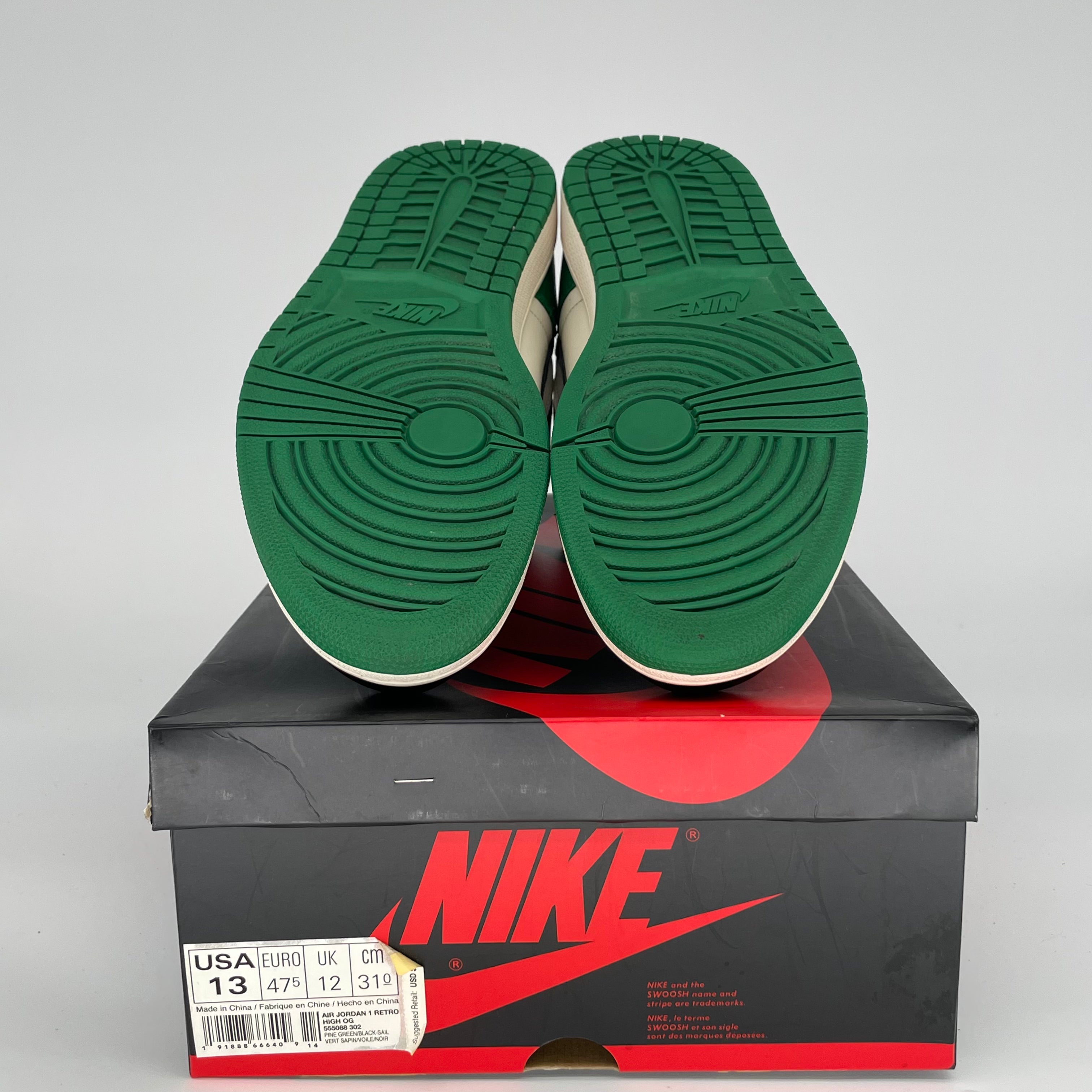 AIR JORDAN 1 PINE GREEN Men's Basketball Shoes Size 13 (555088-302) - Retro High Tops for Sneaker Collectors & Streetwear Fashion