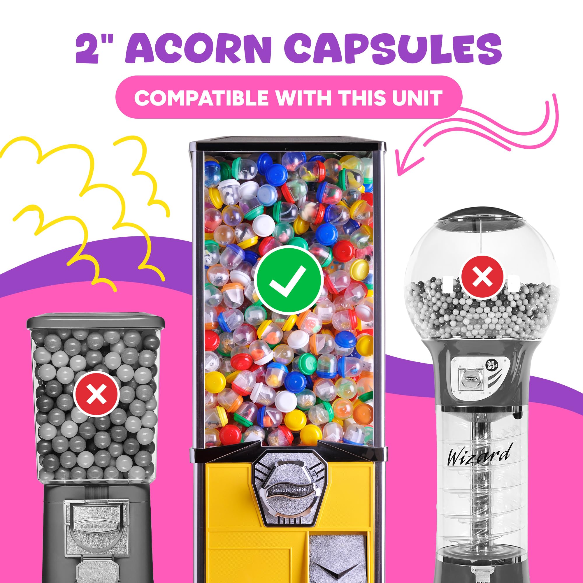 500pcs 2 Inch Translucent Acorn Capsules for Gumball Vending Machine - Bulk Empty Party Favor Containers, DIY Craft Supplies - Perfect for Easter Basket Stuffers, Pinata Fillers & Gift Packaging