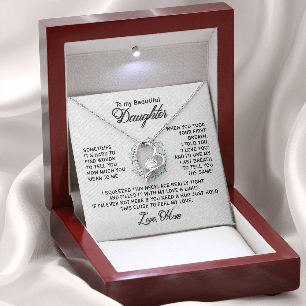 Beautiful Jewelry Necklace for Daughter - Thoughtful Gift from Mom in White or Yellow Gold Finish - Perfect for Birthdays, Graduation & Special Occasions