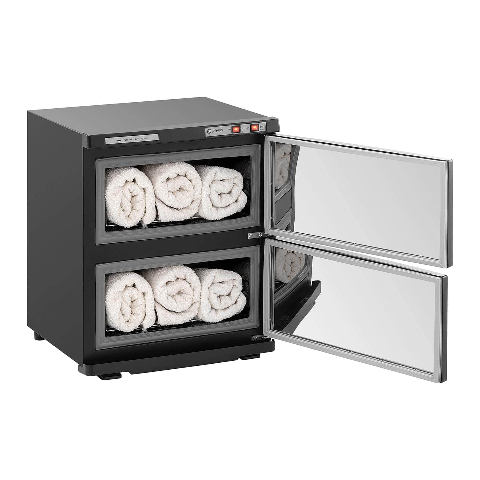 Physa PHY-400TH-1 Black UV Sterilizing Towel Warmer - 450W Fast Heating to 70°C for Spa, Salon & Home Use - Compact Cosmetic & Compress Warmer for Facial, Massage & Beauty Treatments