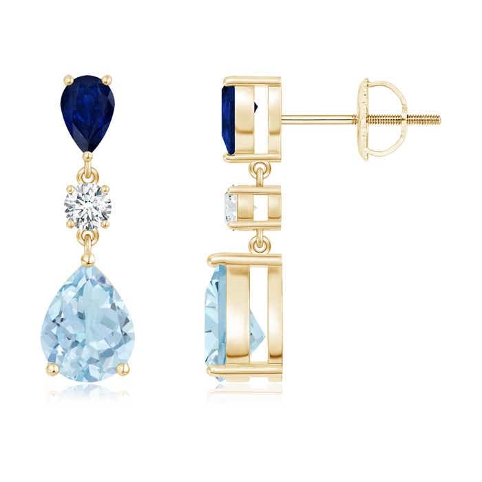 Natural Aquamarine Drop Earrings for Women - 14K Solid Gold/Platinum March Birthstone Jewelry | Elegant Gift for Her, Birthday, Wedding & Anniversary | Perfect for Formal Events & Everyday Wear