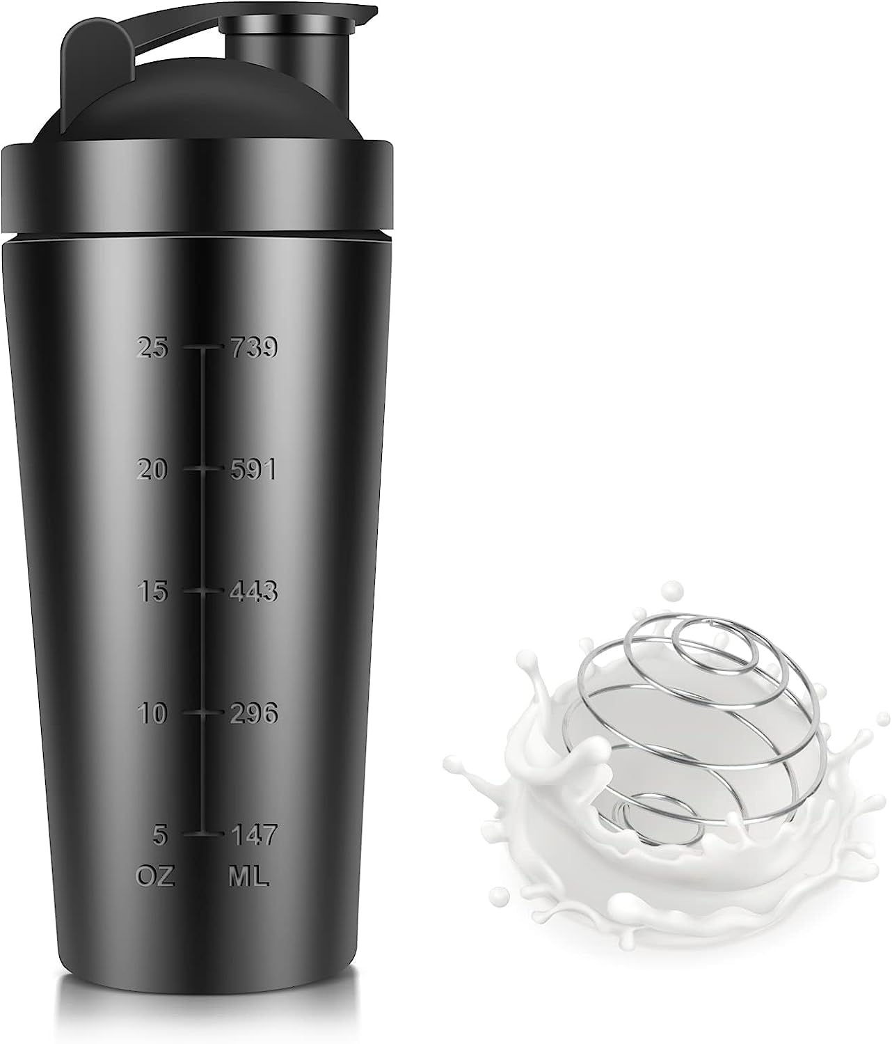Premium Stainless Steel Protein Shaker Bottle with Mixing Ball - 750ml, Leak-Proof, BPA-Free - Perfect for Gym, Workouts & Post-Exercise Recovery