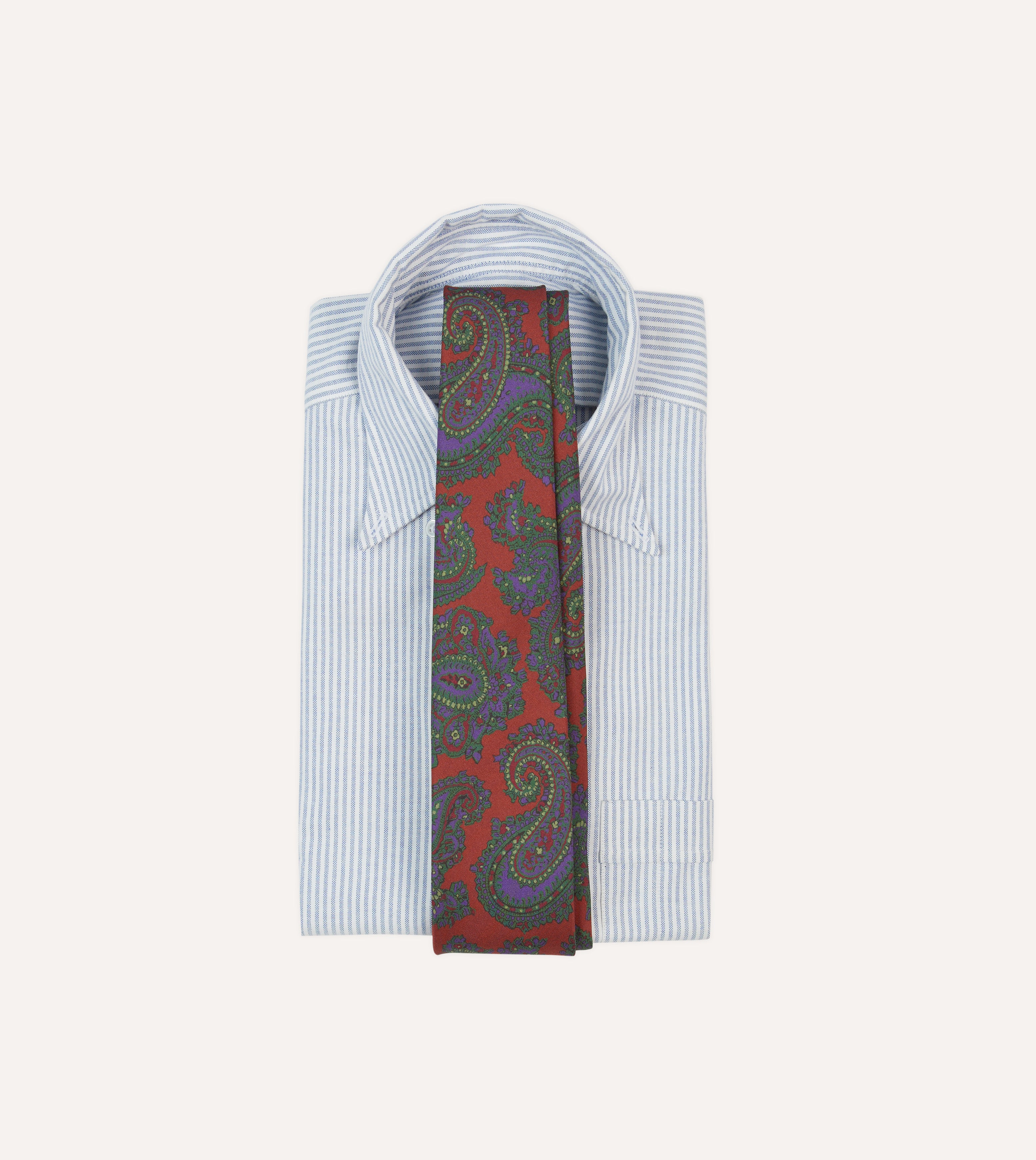 Rust Large Paisley Print Madder Silk Self-Tipped Necktie for Men - Elegant Formal Tie for Business, Weddings & Special Occasions
