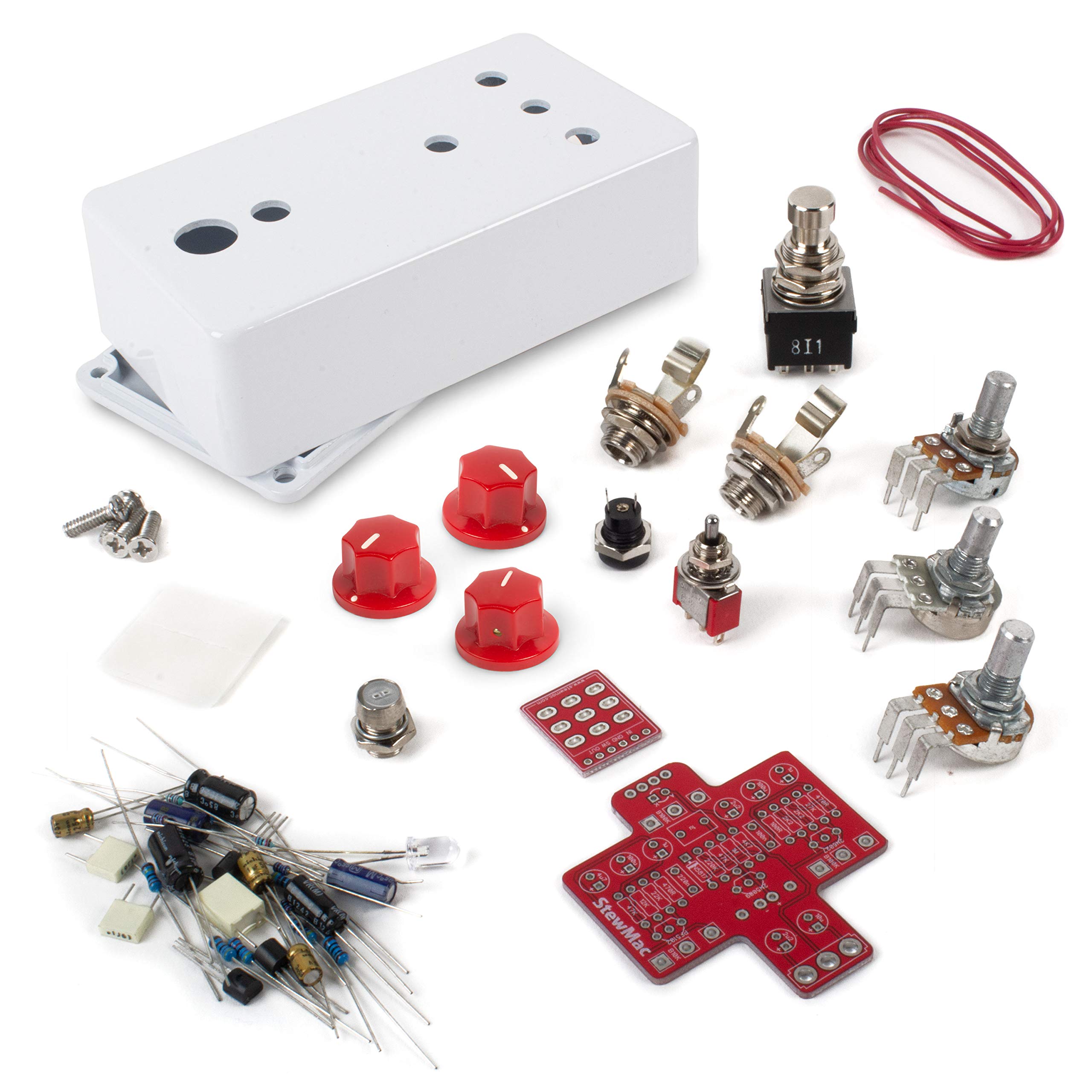 StewMac Fan Tremolo Pedal Kit with White Enclosure – DIY Guitar Effects Pedal for Musicians & Guitar Enthusiasts – Perfect for Home Recording & Live Performances