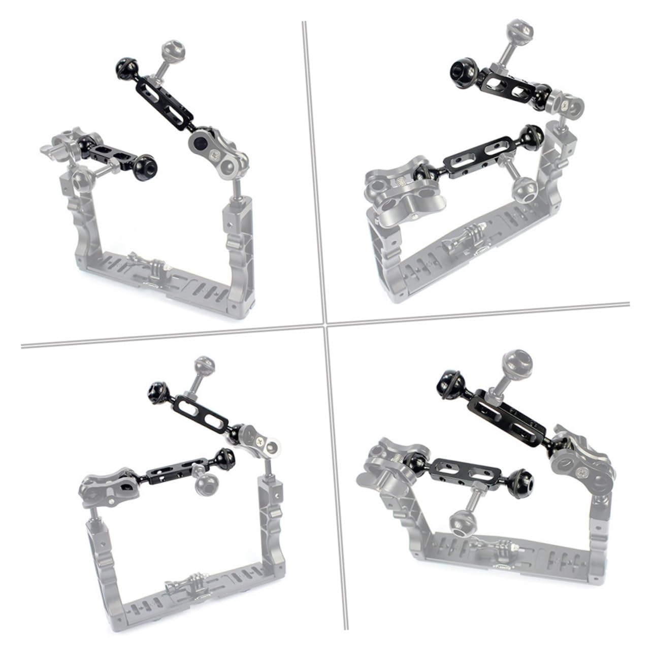 Jojofuny 13cm Dual Ball Aluminum Alloy Lamp Arm - Adjustable Diving Light Mount for Scuba Diving, Underwater Photography & Home Studio Lighting