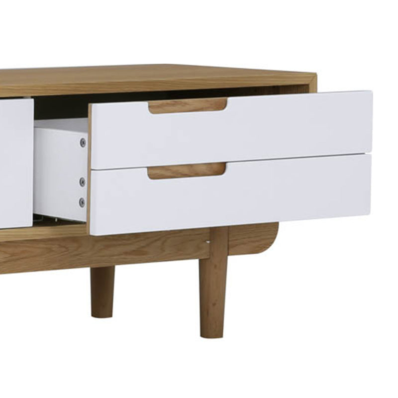 NAKULA 185.5cm Entertainment TV Stand with Storage - Natural & White Modern TV Console for Living Room - Perfect for Home Theater Setup & Living Room Organization
