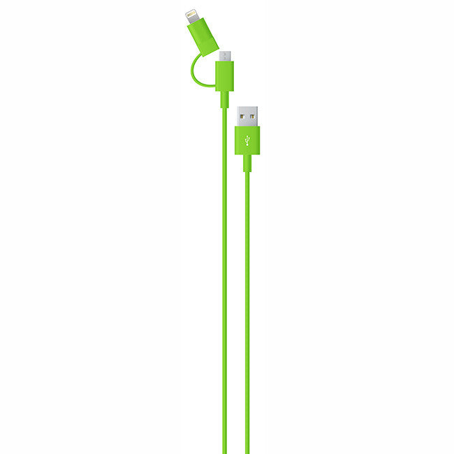 2 in 1 Lightning & Micro USB Charging Cable for iPhone 5/5s/5c/6/6 Plus & Android Phones - Fast Charging Cord for Home, Office, Car & Travel