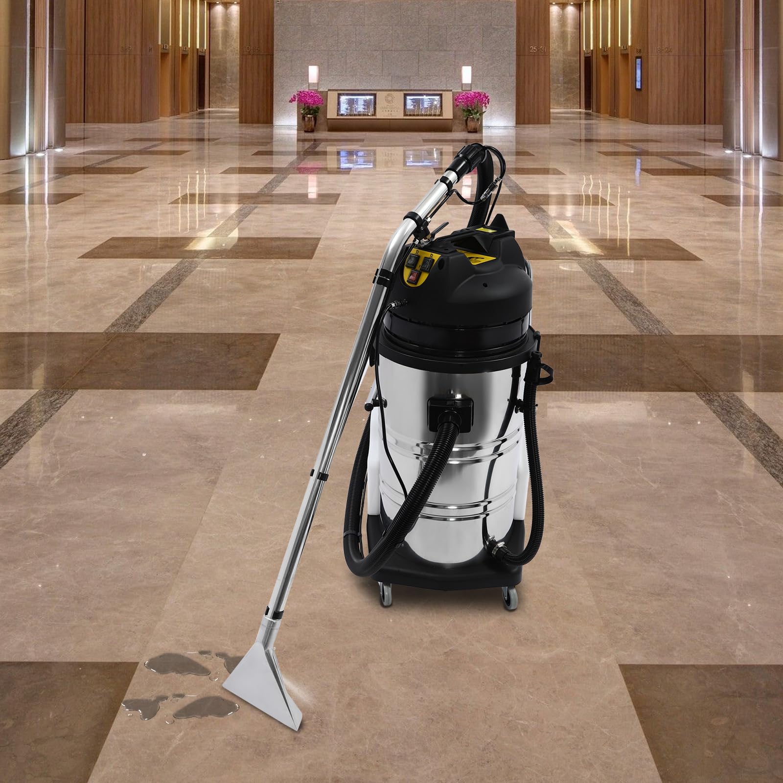 Commercial Carpet Cleaning Machine 80L/21Gal - 3-in-1 Carpet Extractor with Sprayer, Vacuum & Floor Brush - Includes Long Flat/Dust/Water Vacuum Heads - Perfect for Deep Cleaning Offices, Hotels & Large Spaces