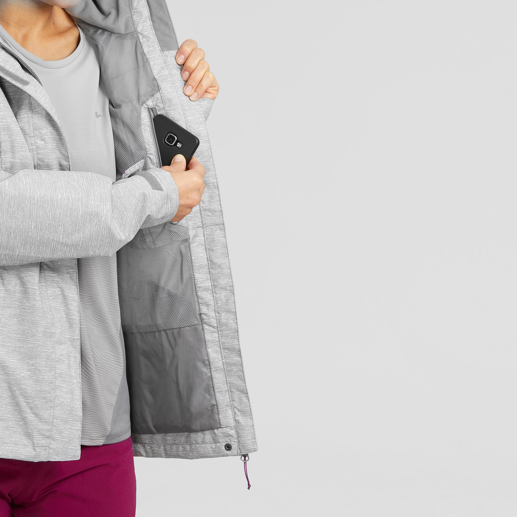 Quechua Women's Waterproof Hiking Jacket MH100 - Lightweight Windproof Outdoor Coat for Mountain Trekking & Camping Adventures
