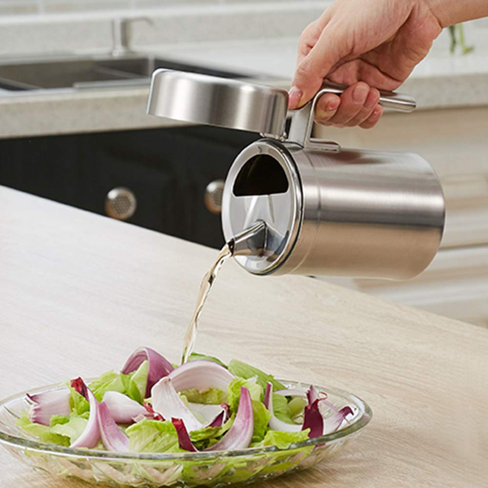 Stainless Steel Olive Oil Dispenser Bottle - 550ML Leakproof Kitchen Oil Container with Lid - Perfect for Cooking, Salad Dressing & BBQ - Durable Oil Storage Bottle for Home & Restaurant Use