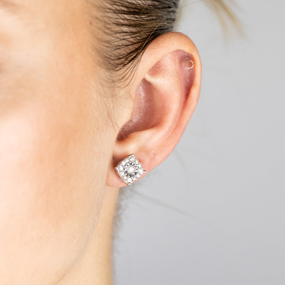 1 Carat Diamond Stud Earrings & Pendant Necklace Set in Sterling Silver with 45cm Chain - Perfect for Weddings, Anniversaries & Special Occasions