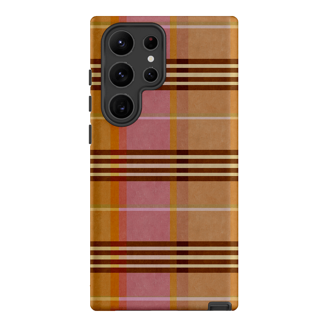 Peachy Plaid Phone Case for iPhone 15/14/13/12/11 Pro Max - Cute Tartan Pattern Protective Cover with Shockproof Design - Perfect for Everyday Use, Travel & Fashion Accessories