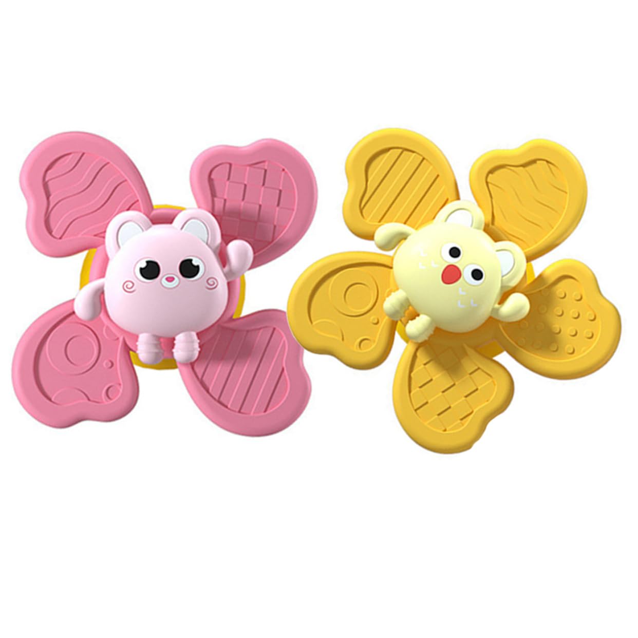 LALADEFIEE 2-Pack Suction Cup Spinning Toys - Fun Bath & Pool Water Toys for Kids - Safe Plastic Floating Rotating Suction Toys for Bathtub, Swimming Pool & Outdoor Play