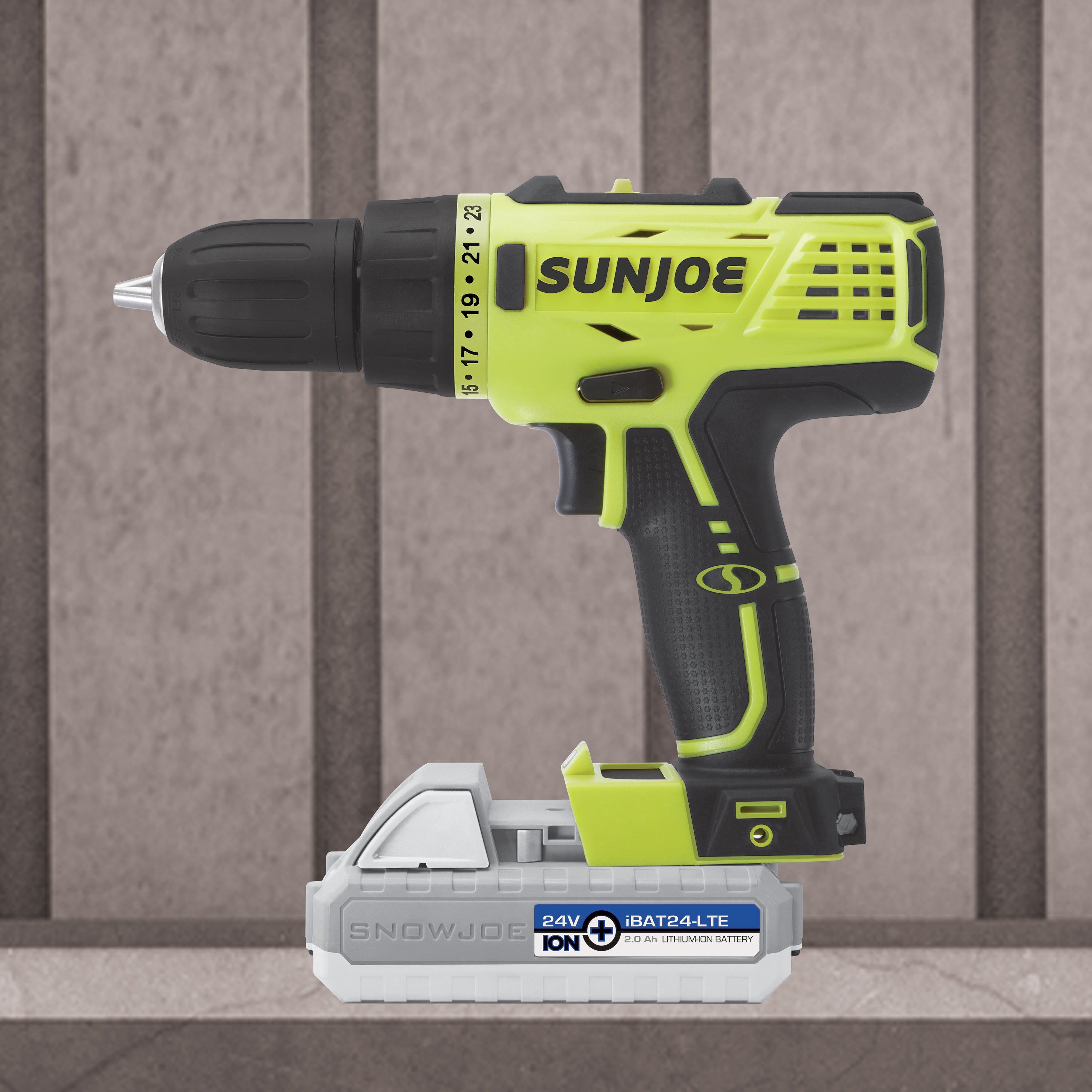 Sun Joe 24V Cordless Drill Driver Kit with 2.0Ah Battery & Charger - Powerful Lithium-Ion Electric Drill for Home DIY Projects, Woodworking, and Construction Work
