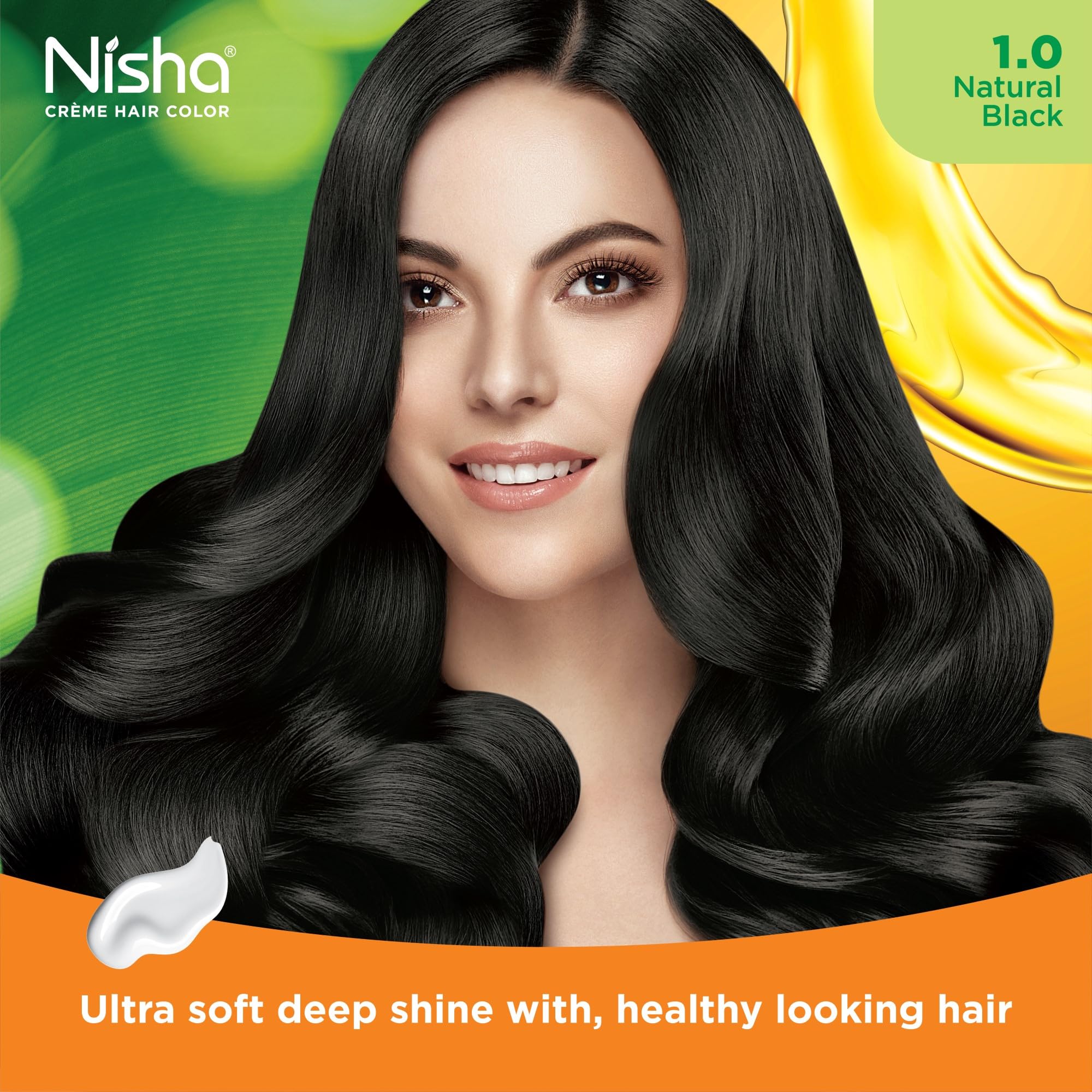 Nisha Creme Hair Color - Permanent Natural Black Hair Dye with Henna Extract | 100% Grey Coverage, Ammonia-Free, Silky & Shiny Results (60g + 60ml) | Perfect for At-Home Hair Coloring, Touch-Ups, and Vibrant Black Hair Transformation