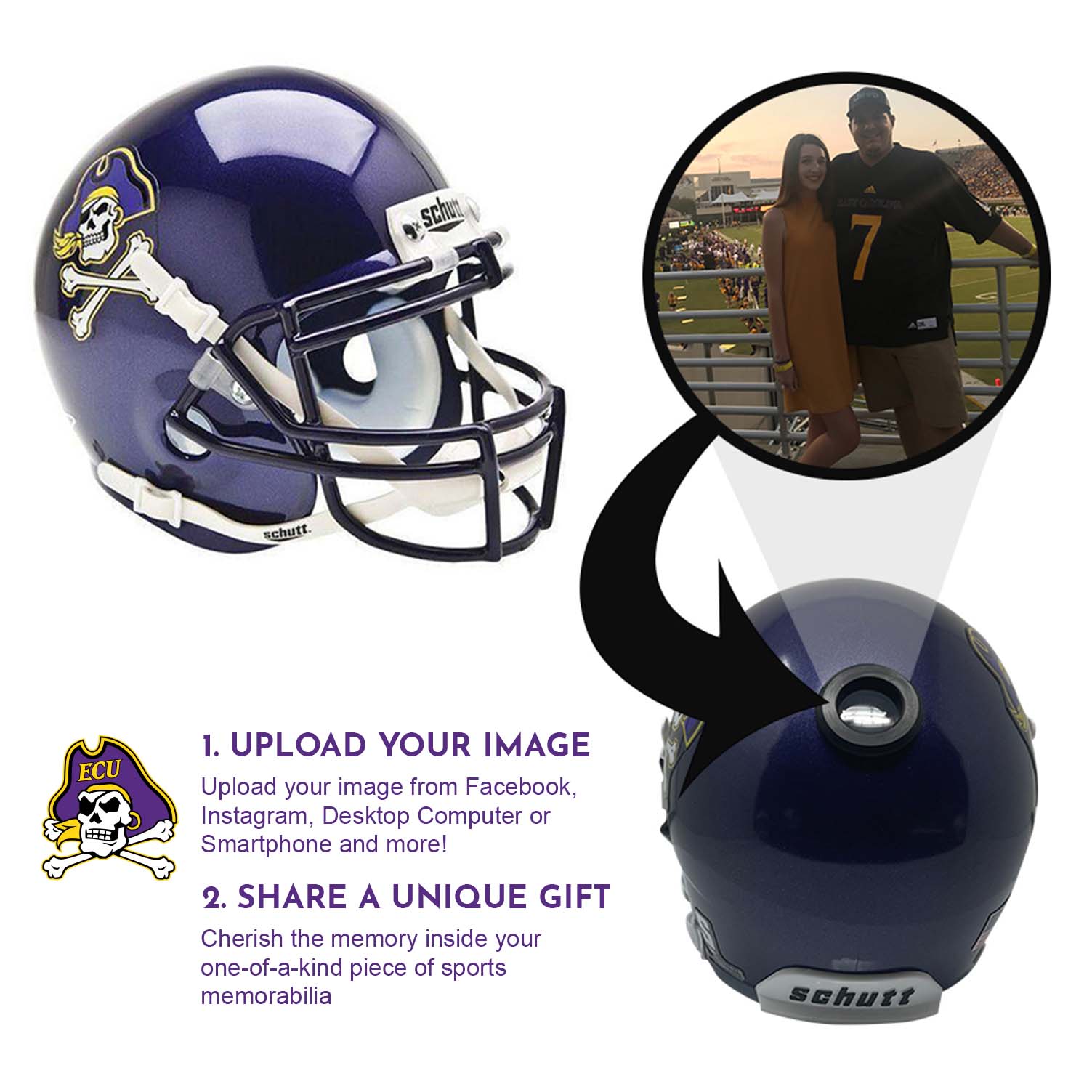 East Carolina Pirates College Football Collectible Mini Helmet - Authentic Replica with Display Stand - Perfect for Fans, Memorabilia Collectors & Game Room Decor
