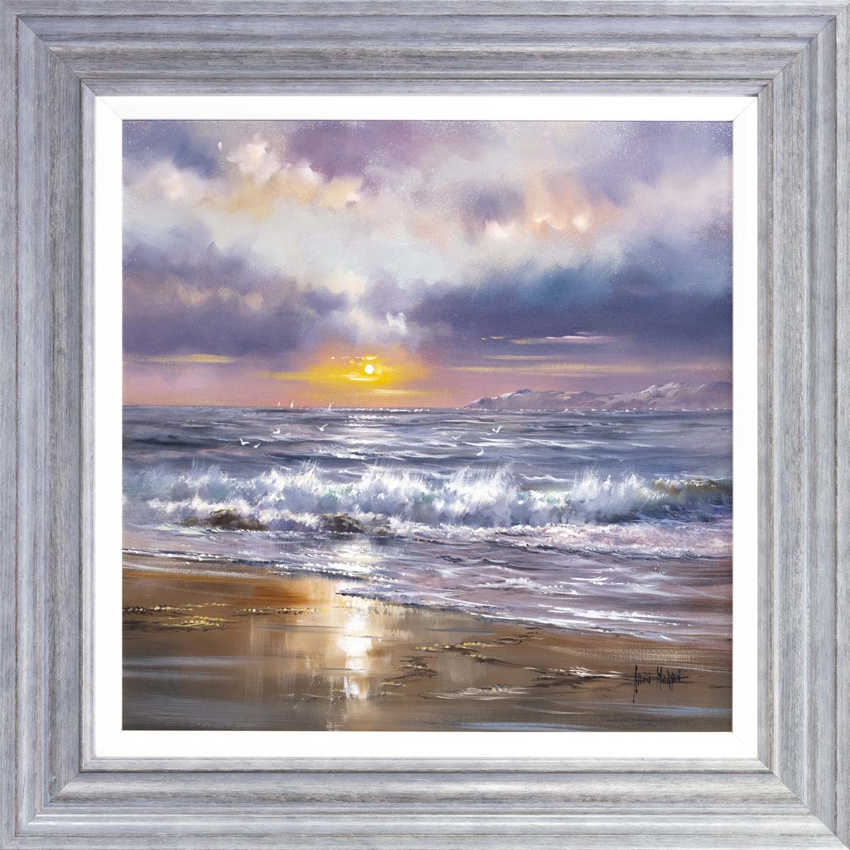 Original Tidal Sunset Painting - Handmade Wall Art for Home & Office Decor - Perfect for Living Room, Bedroom, or Gift