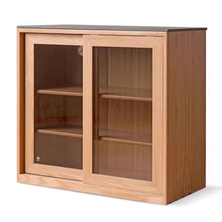 31.4x15.7x29.5 inch / 80x40x75 cm / Natural Wood Color / Rock panel sliding door cabinet