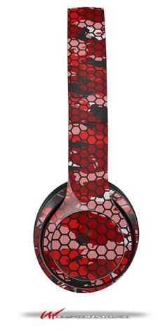 HEX Mesh Camo 01 Red Bright Decal Skin for Beats Solo 2 Wired Headphones (Headphones Not Included) - Perfect for Customization, Music Lovers & Fashion Accessories