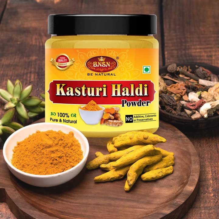 BNSN Kasturi Haldi Powder - 100% Pure & Natural Wild Turmeric Powder for Skin Whitening & Face Care (100Gm) | Organic Kasthuri Manjal for Brightening, Acne Treatment & Glowing Skin | Perfect for DIY Face Masks, Ayurvedic Remedies & Beauty Routines