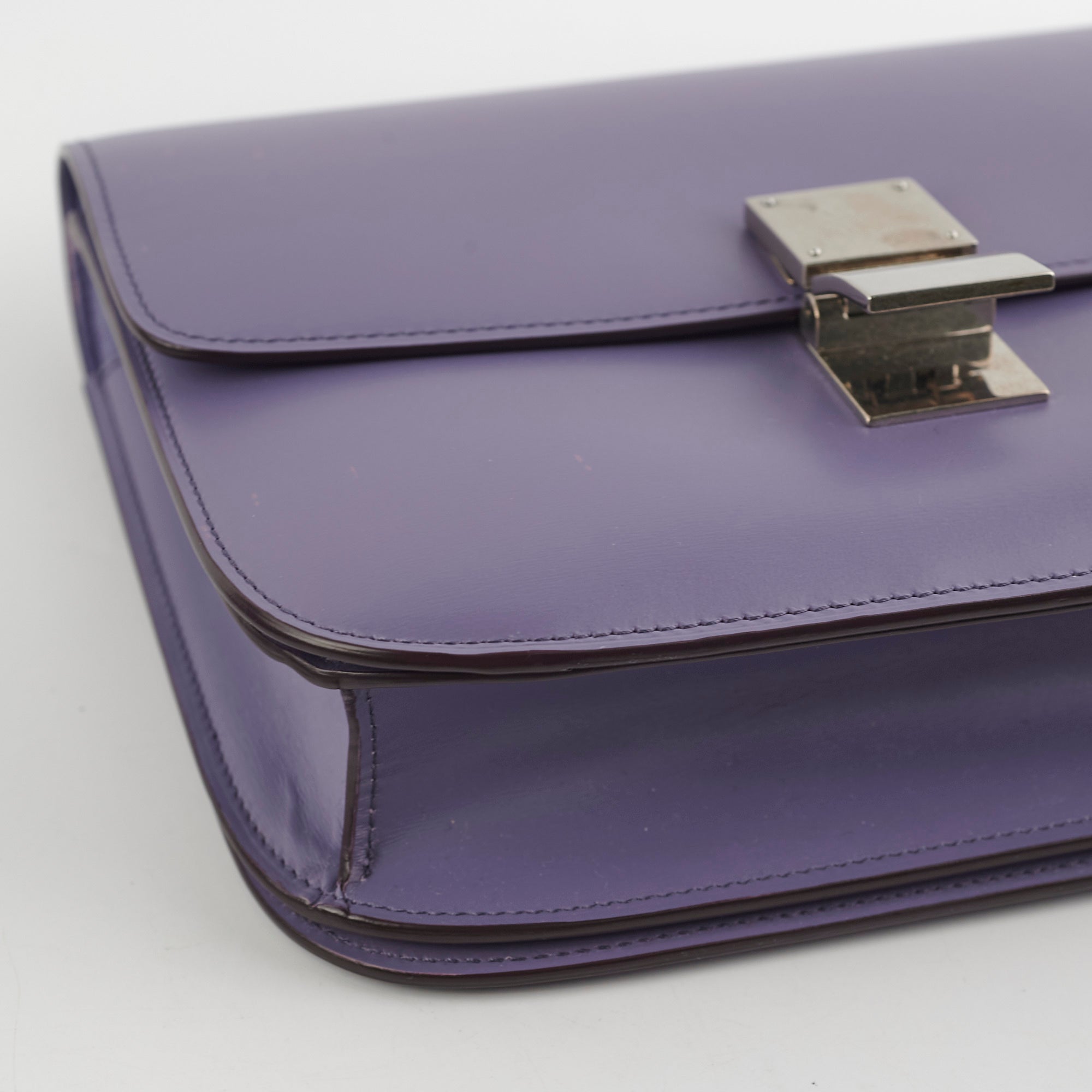 Celine Medium Purple Box Shoulder Bag for Women | Luxury Leather Crossbody Purse | Perfect for Work, Travel & Evening Out